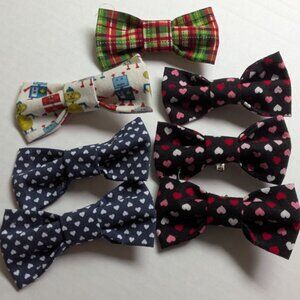 Handmade Bow Ties for Kids or Pets - Clip On Style - Set of 7